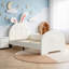 Single Rabbit-Shaped Upholstered Bed Frame – Bunny Ear Headboard with Footboard Storage Pocket, Soft PU Leather, Sturdy Metal-Wood Frame