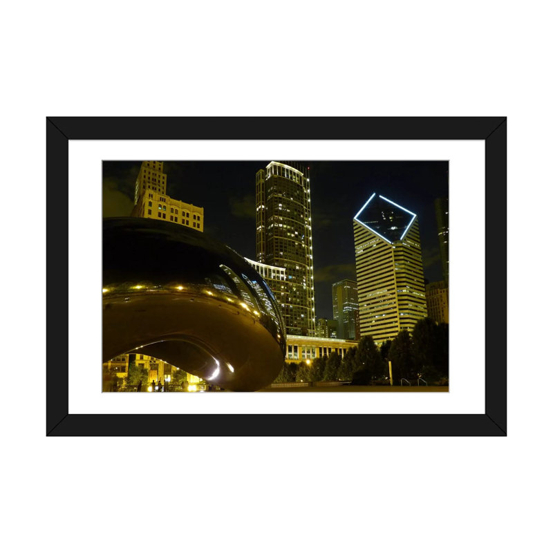 « chicago cloud gate alias the tasse cityscape », reproduction de photo sur toile, H 24 po x l 32 po x P 1 po, Blanc