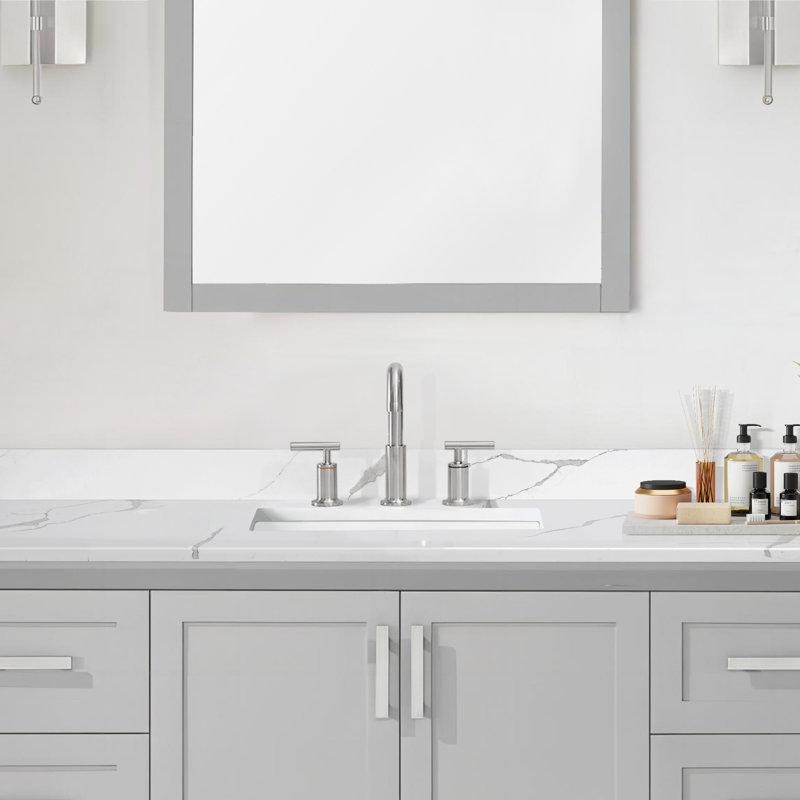 Comptoir de meuble-lavabo en quartz 60 po avec trous de robinet d'évier