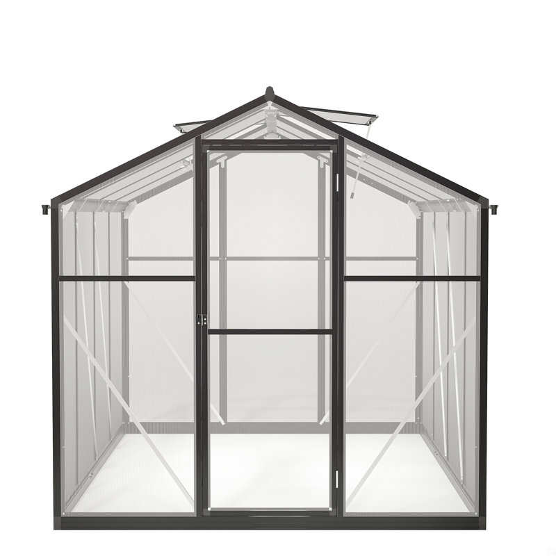 6X8 FT Greenhouse, Polycarbonate Greenhouse With Quick Setup Structure And Roof Vent, Aluminum Large Walk-In Greenhouse