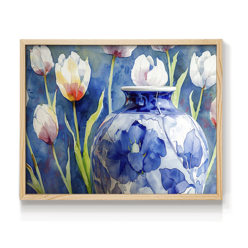 Série florale-CIX - reproduction encadrée, Naturel, H 22 po x l 28 po