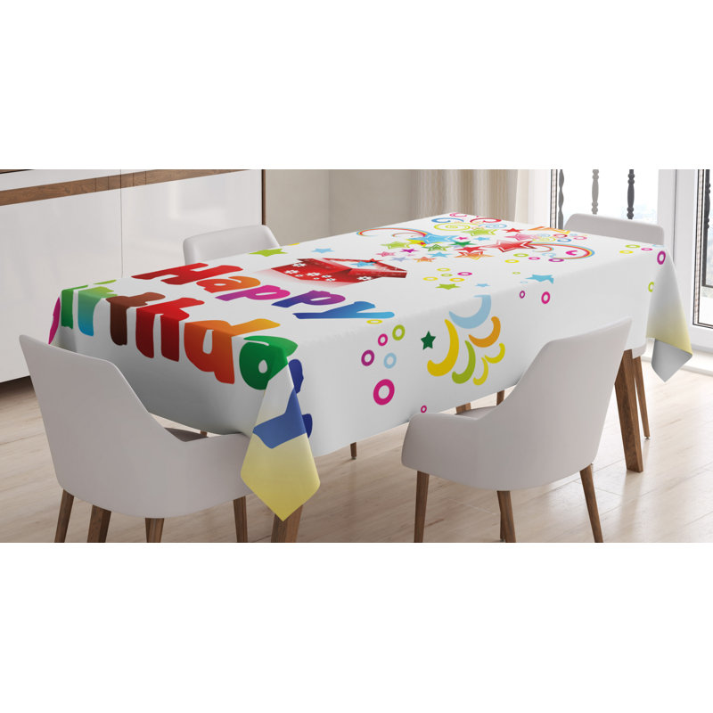 Birthday Stars Swirls Spirals Tablecloth, 84" L x 60" W