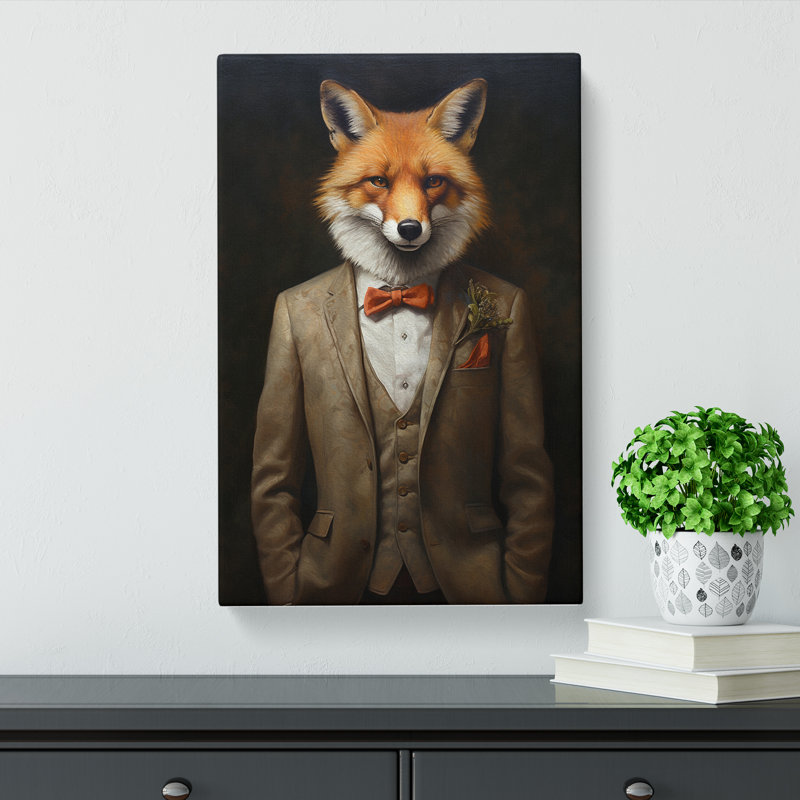 Fox in a Suit Painting No.2 - Wrapped Canvas, 60cm H x 40cm W x 3cm D