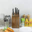 9-Slot Acacia Wood Knife Block – Solid Wood Countertop Cutlery Holder Stand with Open Frame