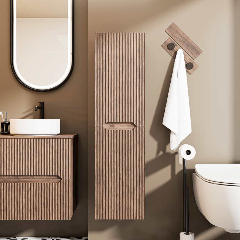 PERLA 130 cm Tall Bathroom Cabinet, , Warmia Walnut