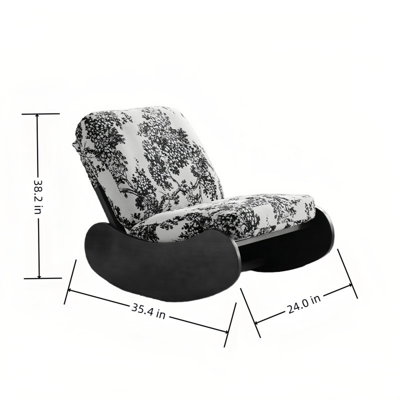 Chaise berçante moderne en bois massif rembourré, Brun