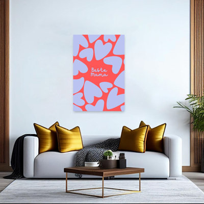 Best Mama Hearts Colorful Contemporary Wall Art Print 1 Piece Wrapped Canvas Wall Art