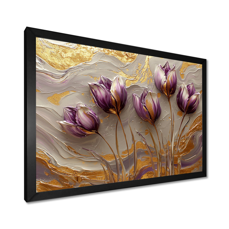 Art mural mural de tulipes jacobiennes marbrées sur une rivière crème II, Reproduction encadrée d'une seule photo