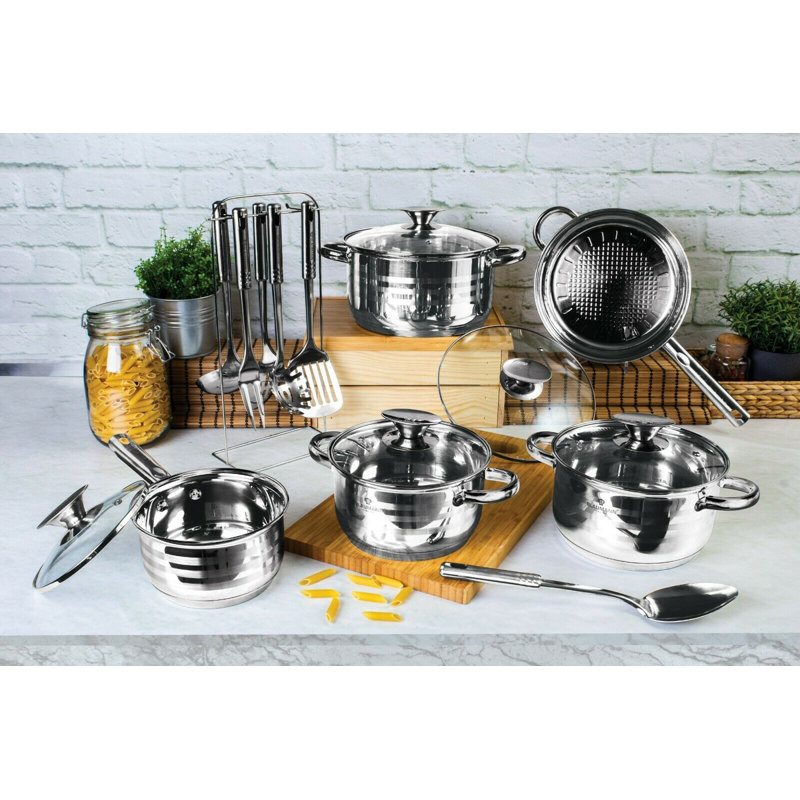 17 - Piece Non-Stick Stainless Steel Cookware Set