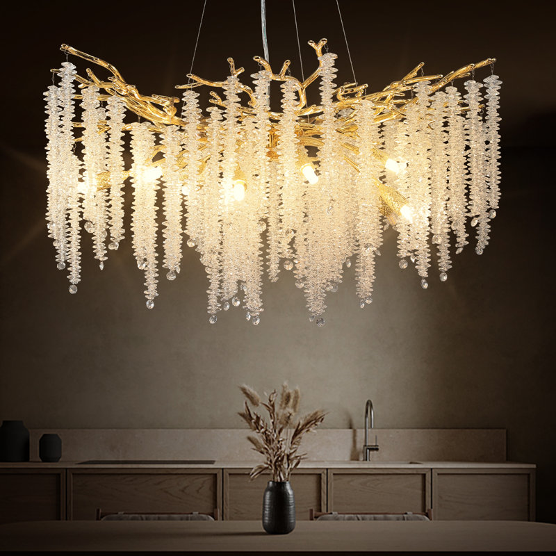 Lustre en cristal Paree, Doré, 10, H 19,7 po x l 30 po x P 30 po