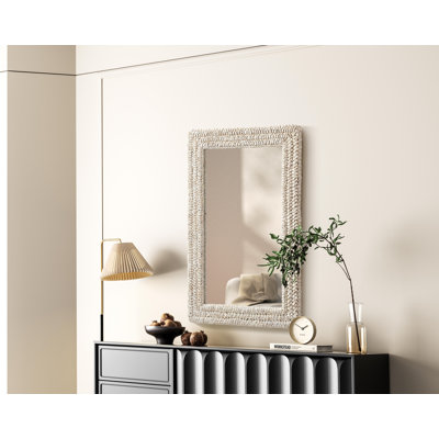 Dennard Rectangle Cornhusk Mirror in Linen White