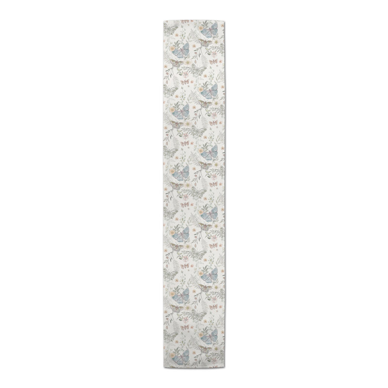 Rectangular Floral Table Runner, 72" x 16", Cream