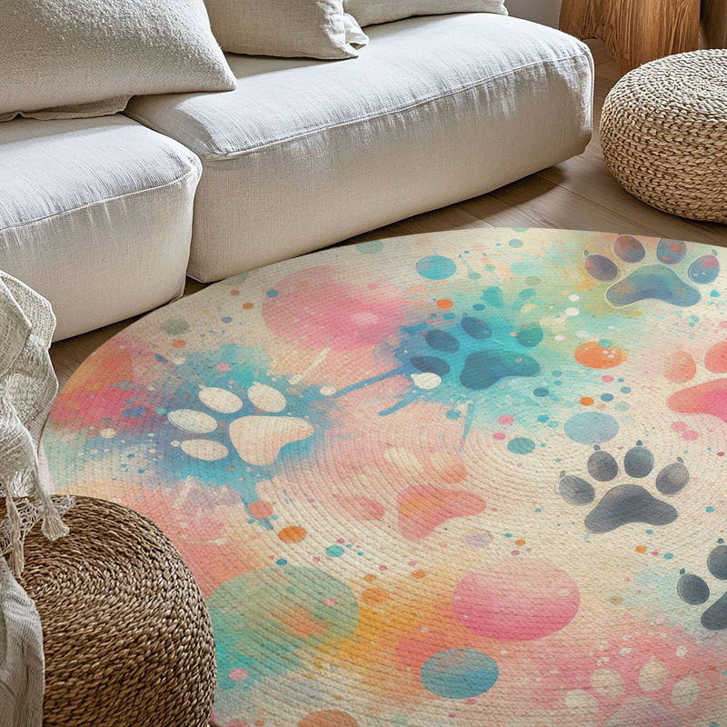 Tapis tressé Dog Paw, Rond 5 pi