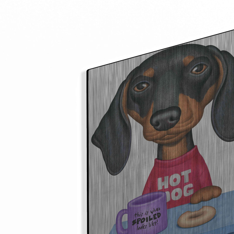 Luxe Black Art «Black Dachshund Coffee And Donut» «Black Dachshund Coffee And Donut» par Danny Gordon, H 16 po x l 12 po