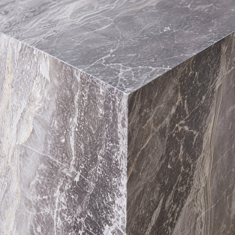 Table d'appoint moderne en bois aggloméré texturé gris pour votre espace de vie