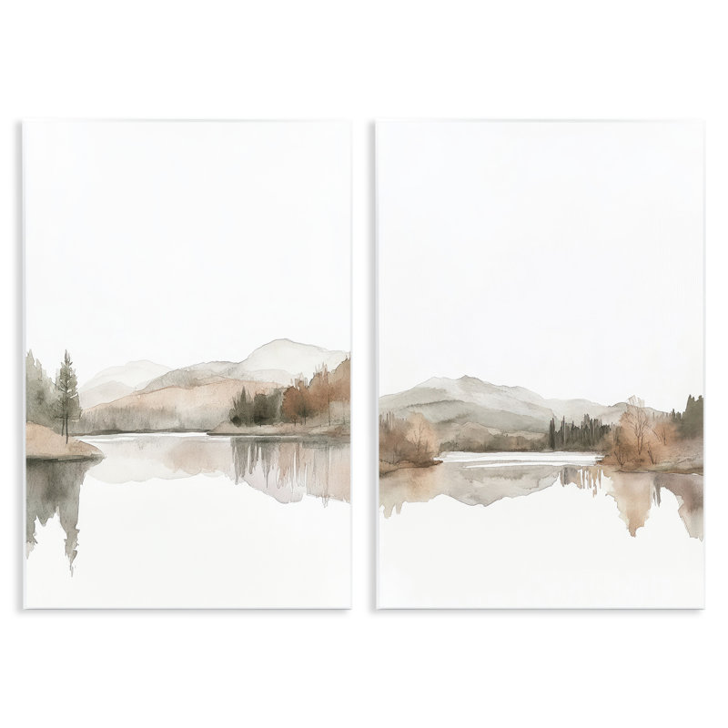 Ensemble de 2 plaques murales paysage doucement coulant, design par Mona Grace, H 15 po x l 20 po
