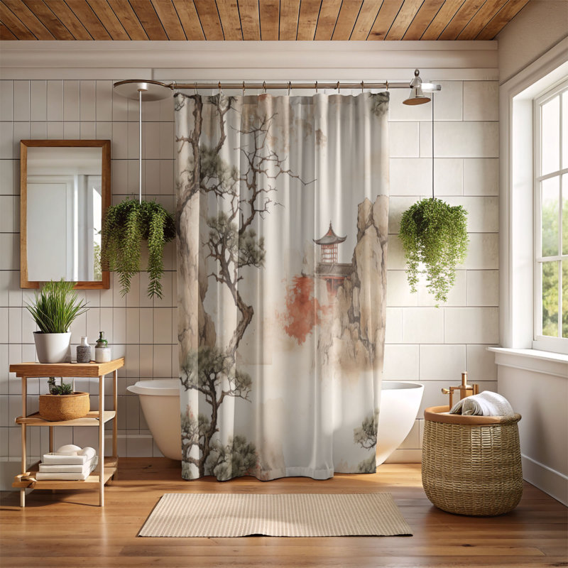 Classic Stone - Premium Shower Curtain, 74"H x 71"W