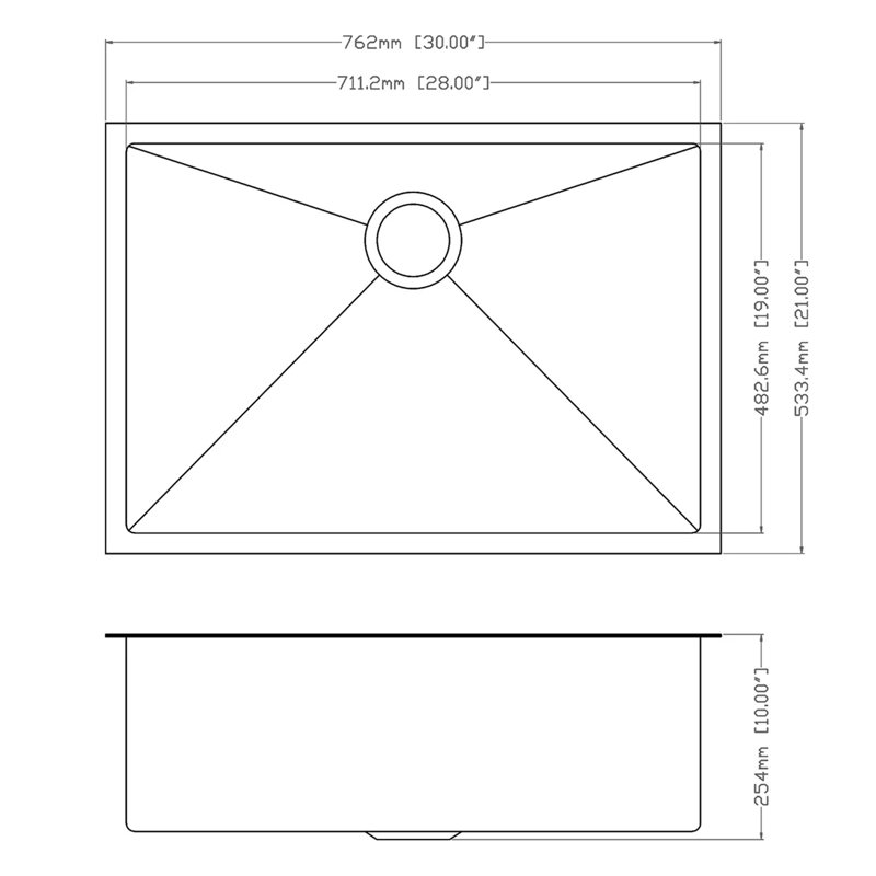 21'' L Undermount Single Bowl Stainless Steel Kitchen Sink