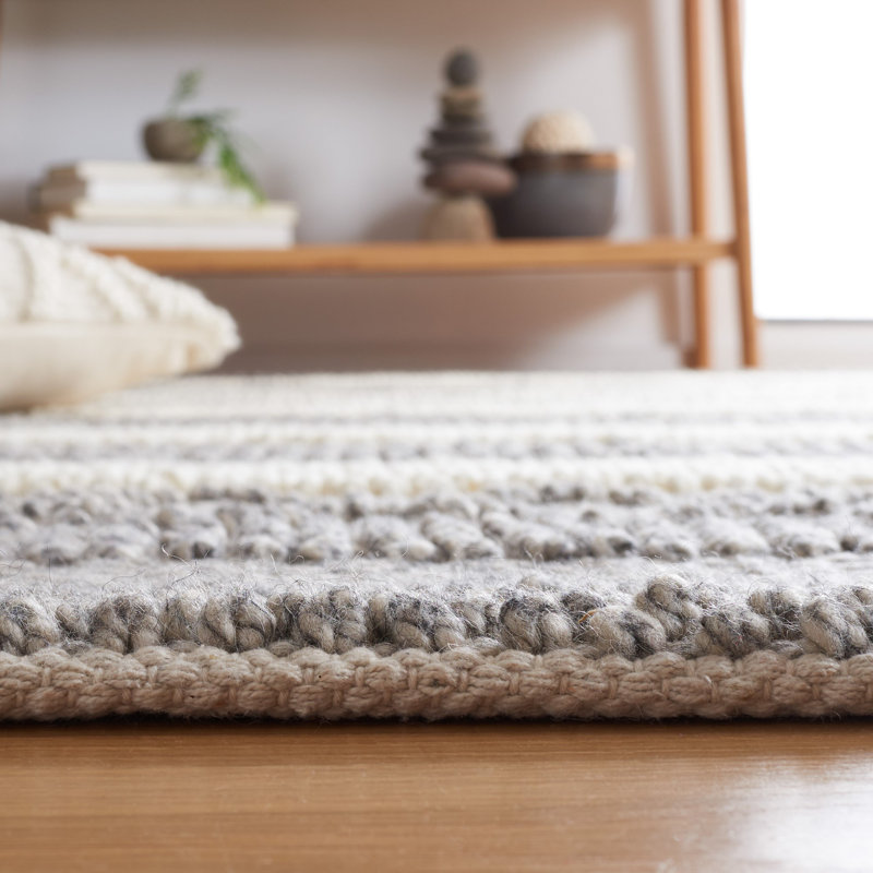 Natura Hand Woven Cotton And Wool Geometric Rug, Rectangle 5' x 7'