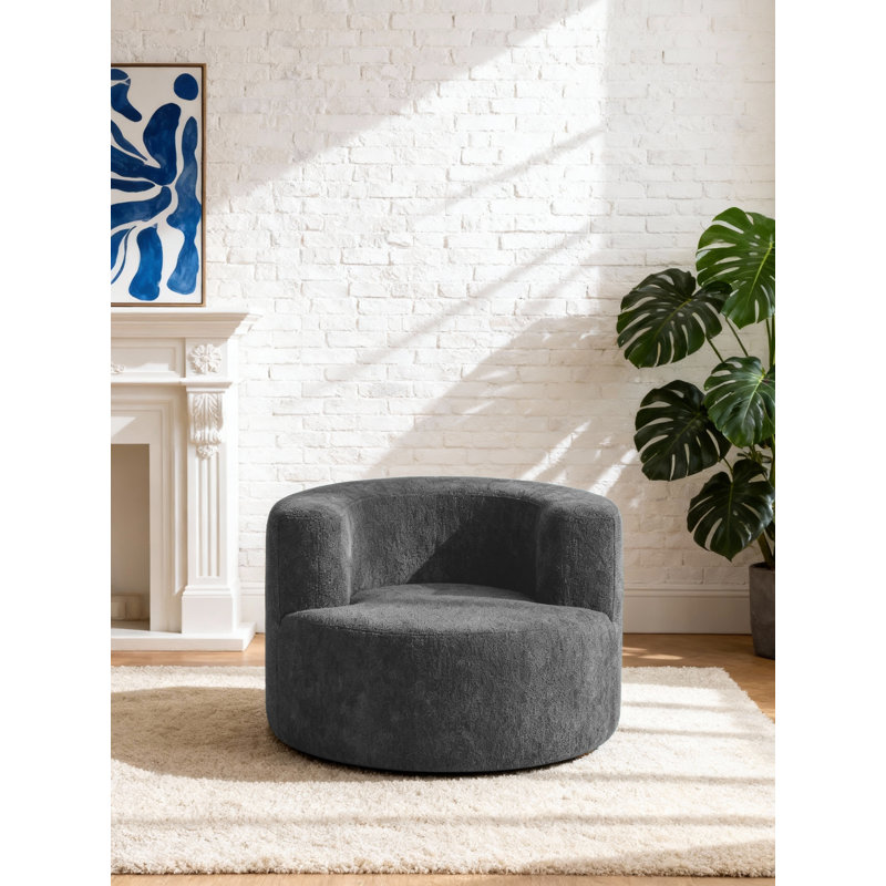 One Seater Compressed Round Curved Lounge Chair, Grey