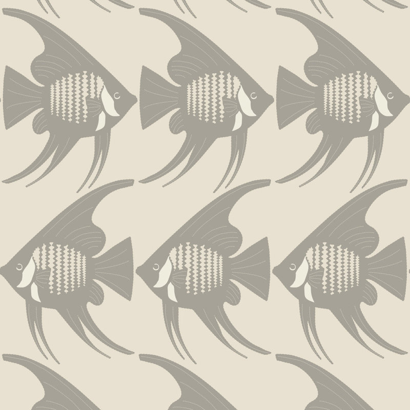 Angel Fish - Wallpaper, Taupe, Premium Paper