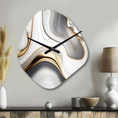 «Abstract Geode Marble Waves», horloge murale abstraite