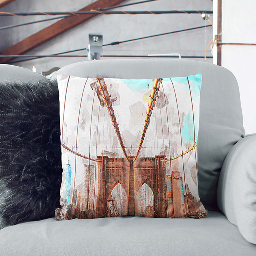 Brooklyn Bridge New York City in Abstract Cushion with Filling
