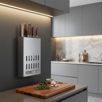 Stainless Steel Wall-Mounted Knife Block With Drainage