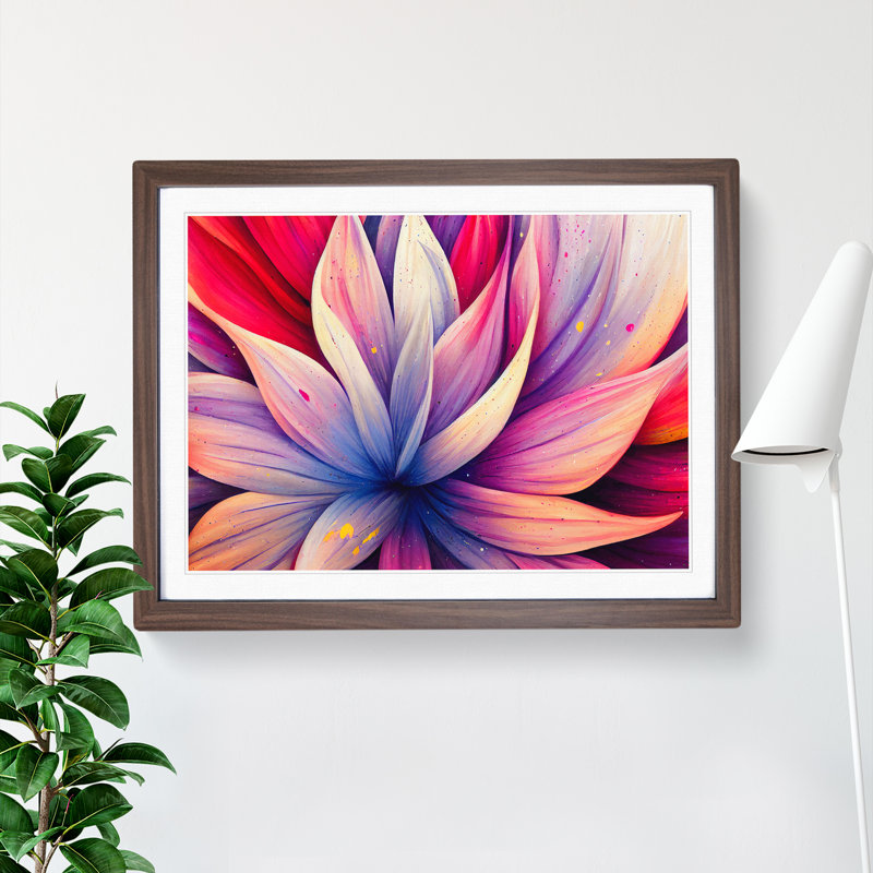 Refined Flower Splash - Single Picture Frame Painting, 25cm H x 34cm W x 2cm D, Walnut Framed