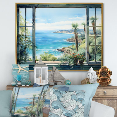 Seaside, vue tropicale II - fenêtres côtières, art mural