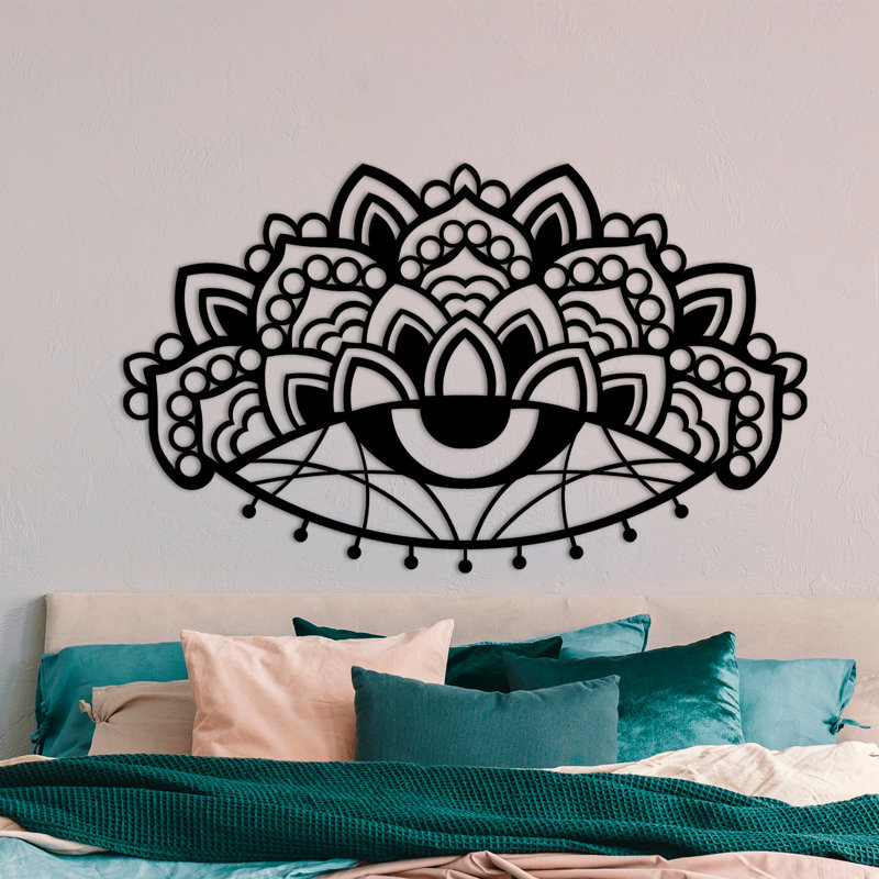 Décoration murale en métal, Noir, H 37 po x l 62 po x P 0,06 po