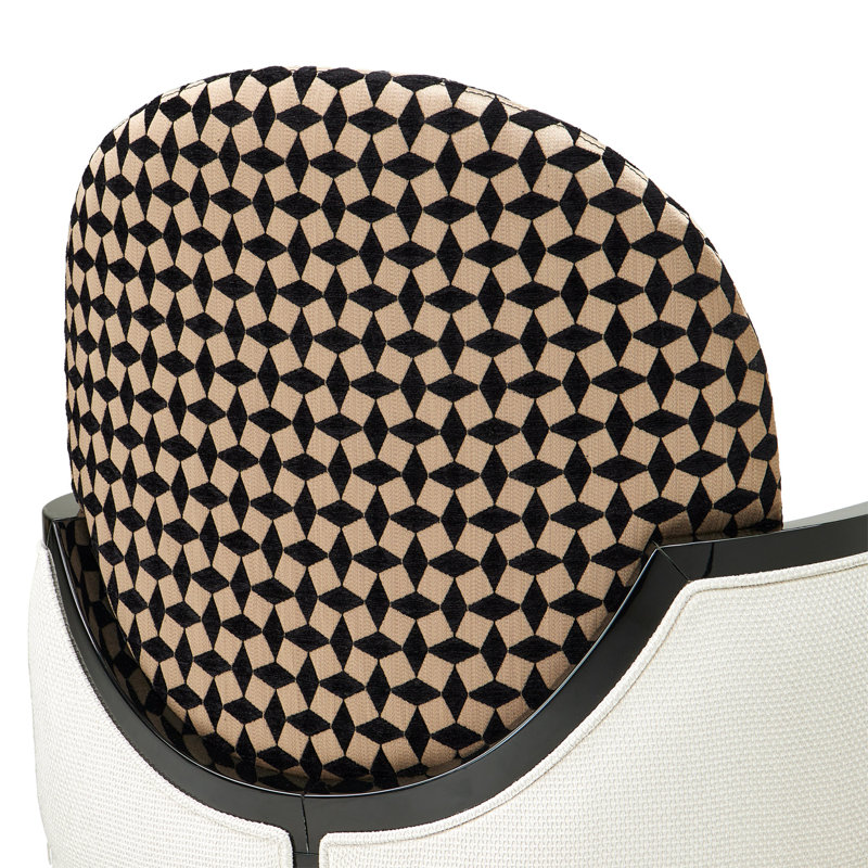 La Francaise 29'' Wide Armchair, Cream/Ivory/Black Polyester Blend