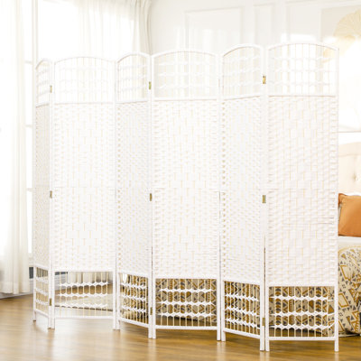 Cloison blanche à 6 panneaux, paravent pliable de 5,6 pi, intimité en fibre ondulée. Élégant pour le bureau à domicile, fibre améliorant la confidentialité. Option efficace