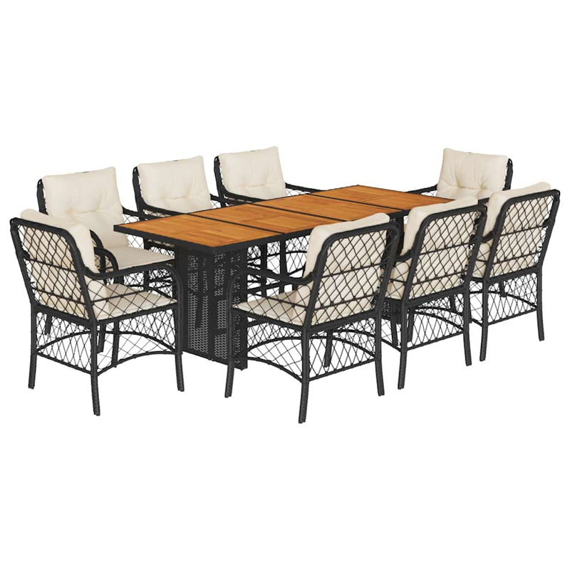  Garden Dining Set Black, Cream White