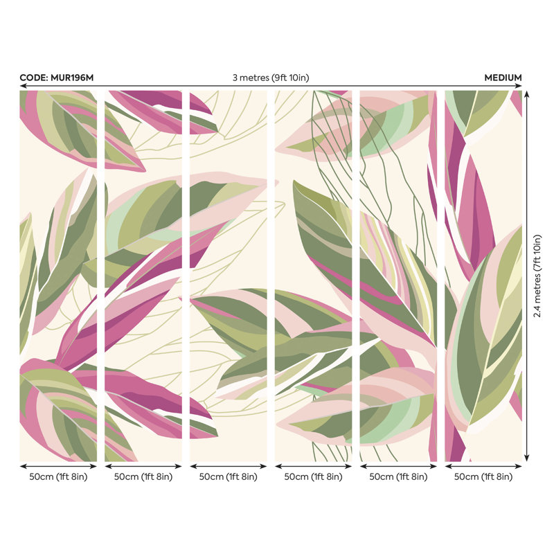 Auberta Mural, 240cm L x 300cm W, Pink