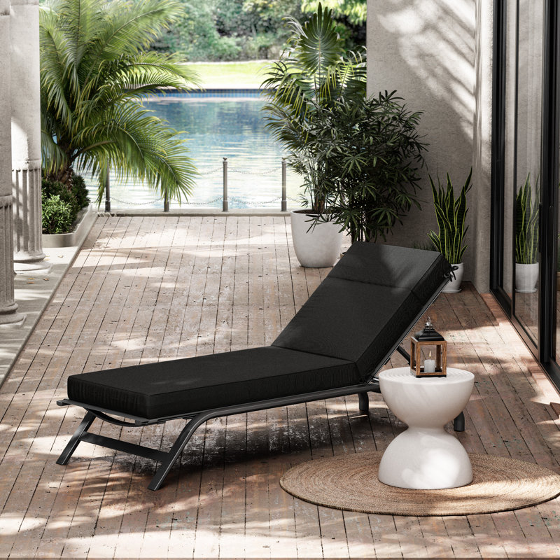 Outdoor Chaise Lounge Cushion – Weather-Resistant, Reversible, Plush Comfort, 21" W x 72" D, Black