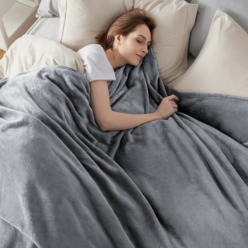 Luxury Mink Fleece Blanket - Ultra Soft, Warm & Lightweight Throw, 230cm W x 270cm L, Grey