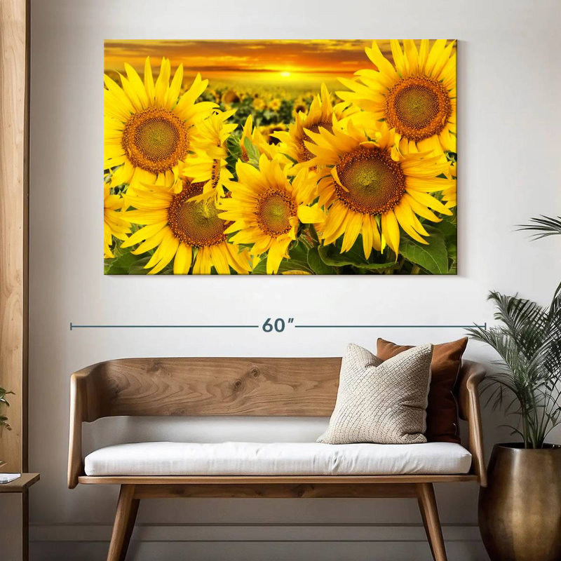 Harnek tournesol coucher de soleil horizon, H 34 po x l 51 po