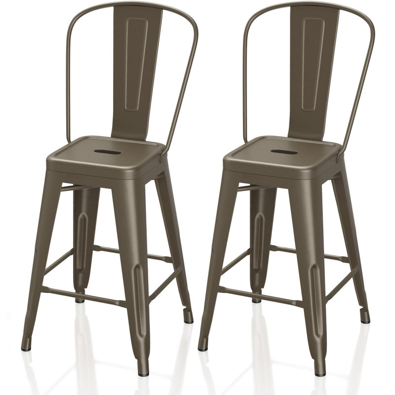 Frese Iron Counter Stool with Steel Frame, Gun