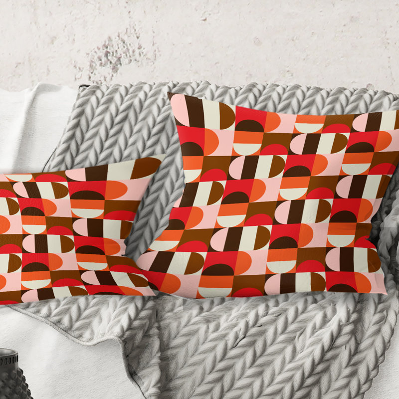 Coussin décoratif rétro Mid-Century, 18 po x 18 po