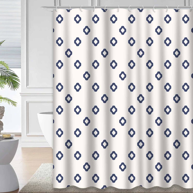 Rideau de douche sans couture à motif géométrique abstrait avec 12 crochets, L 72 po x l 78 po