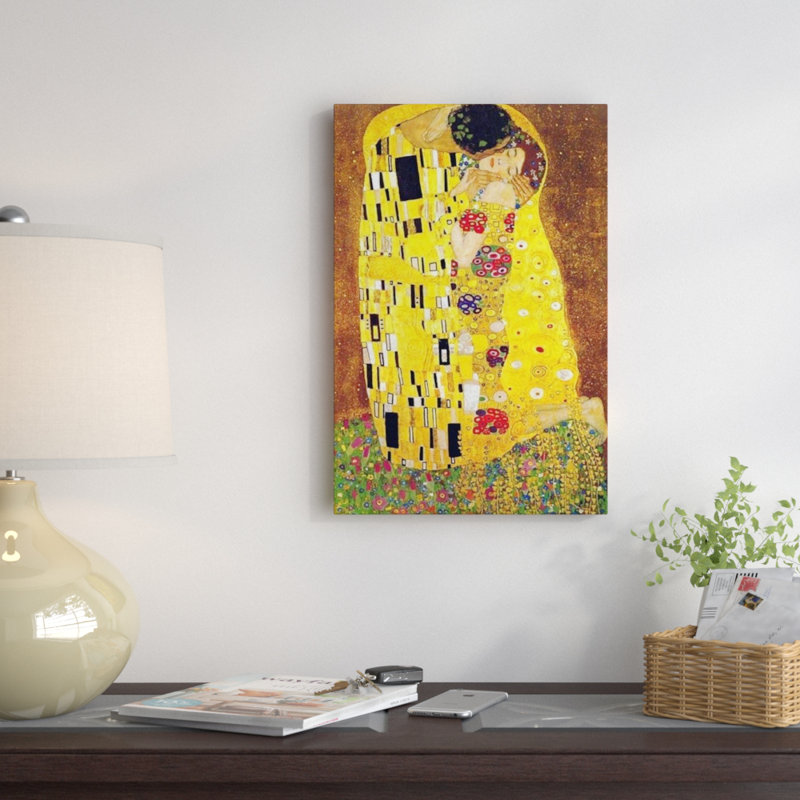 « The Kiss » par Gustav Klimt - impression, Toile tendue, H 60 po x l 40 po, Sans cadre