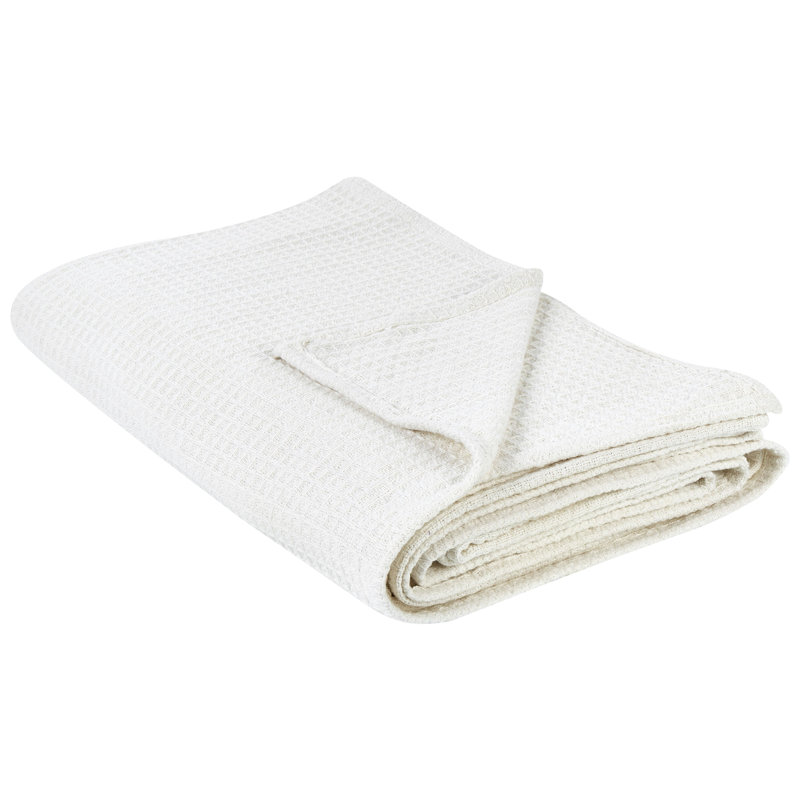 RAGALA Cotton Solid Colour Bedspread, 220 x 240 cm Bedspread, Light Beige
