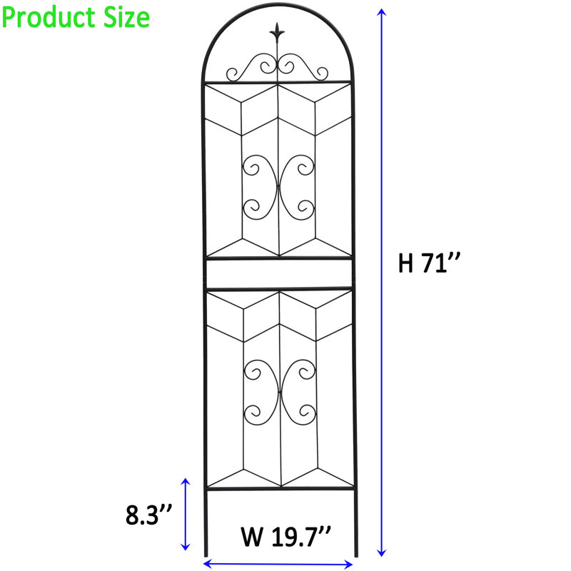 Metal Garden Trellis 71" X 19.7"  2 Packs , Rustproof Outdoor Plant Rack, Black, Easy To Assemble, With Powder Coating, Multiple Applications For Climbing Veggies 2 Pack, Rust- Holder, Galvanized