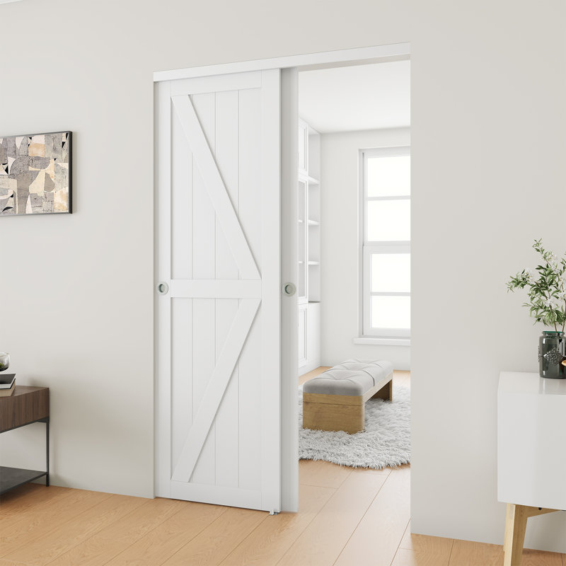Pure White 48'' x 80'' K-Frame Sliding Barn Door