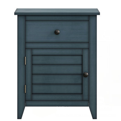 Table de chevet transitionnelle avec tiroir de rangement et armoire, parfaite pour un rangement compact et élégant
