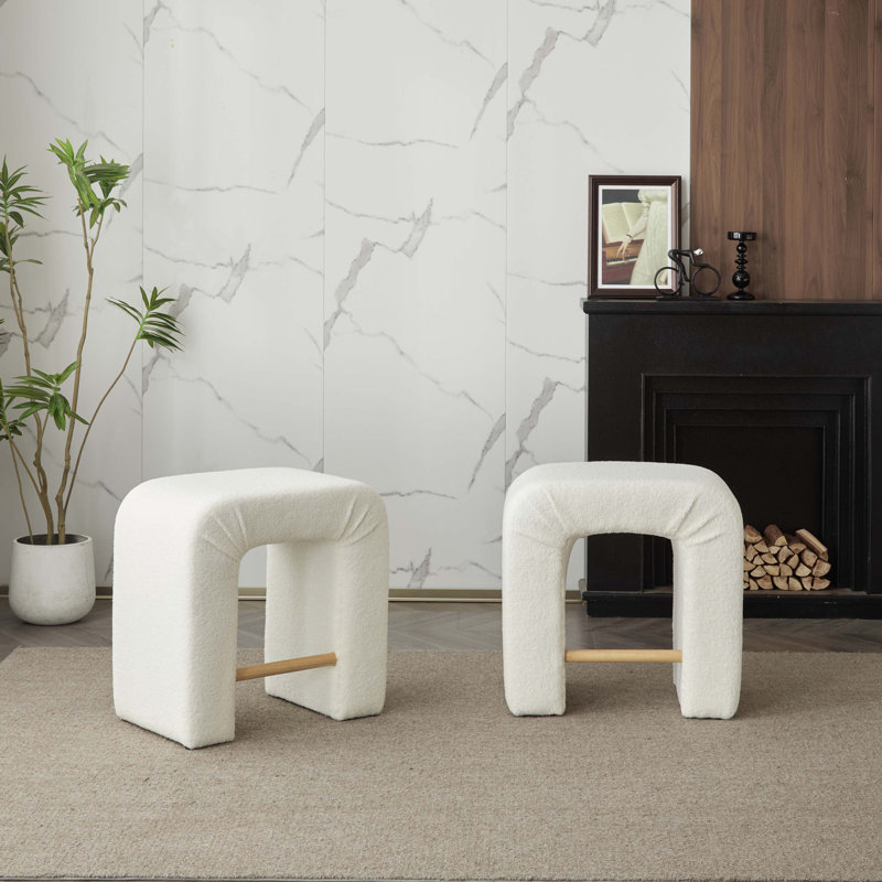 Ensemble de 2 tabourets 24 ", chaises de salle à manger pour îlot de cuisine, crème, Blanc