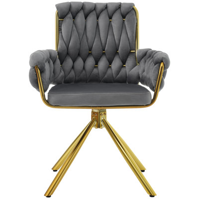 Avakate 46cm H Velvet Upholstered Metal Armchair