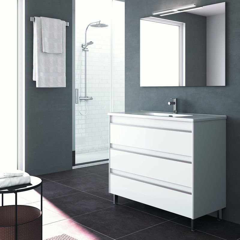 Ensemble de meuble-lavabo simple 40 po Belle, Blanc brillant, 40"