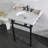 Kingston Brass Pemberton 30-Inch Carrara Marble Console Sink with Brass Legs (8-Inch, 3-Hole)-72887876